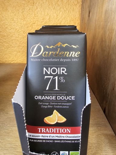 Chocolat noir 71% orange douce - Dardenne