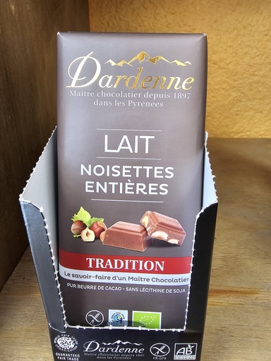 Chocolat lait noisettes entières - Dardenne
